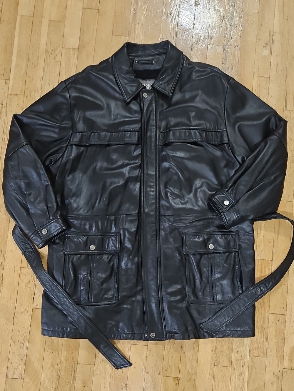 Vintage Wilsons Leather Black Zip Up Car Coat Jacket